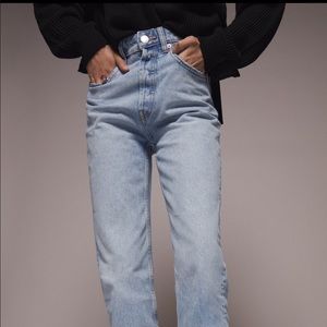 Zara Hi-Rise Straight Leg Jeans in Light Blue NWT